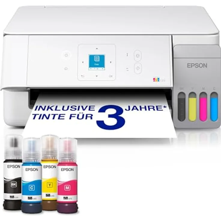 Epson EcoTank ET-2926, Multifunktionsdrucker Tintenstrahl A4 mit WLAN, Druck-, Scan- und Kopierfunktion, bis 5760 x 1440 dpi