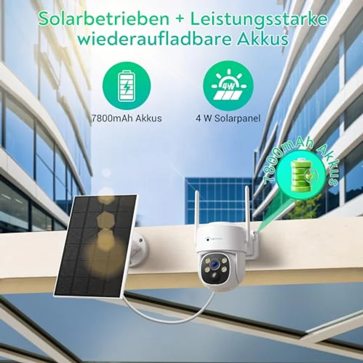 LUVISION 4MP+PTZ+Solar WLAN PTZ Überwachungssystem 12,5" LED Monitor mit Nachtsicht in Farbe, Mikrofon, 2-Wege Audio, Sirene, Fernanzeige, App & Mail Alarm (4 Kameras) – Bild 2