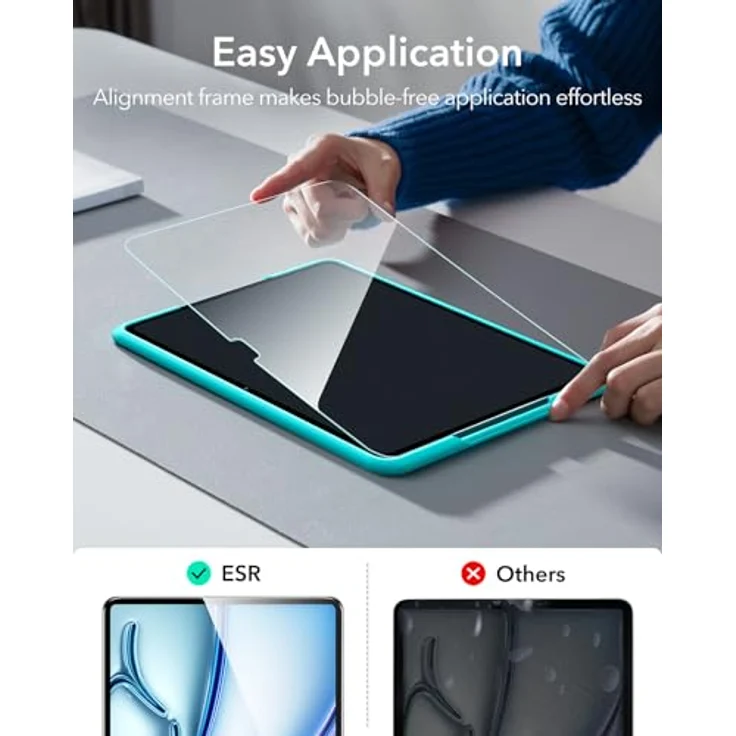 ESR Panzerglas für iPad Air 11 Zoll M3/M2 (7./6. Generation, 2025/2024) – 2er Pack, 9H Härte, kratzfest, blasenfrei, HD-Klarheit, kompatibel mit Pencil (USB-C)/Pro – Bild 3