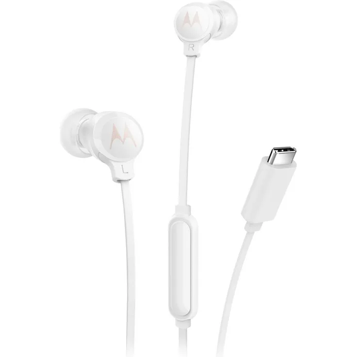 Motorola In Ear Kopfhörer, Weiß, 9,4-mm-Treiber, Mikrofon mit Stummschaltung, ergonomisches Design
