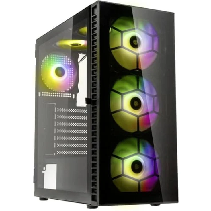 Kolink PC-Gehäuse Kolink Observatory HF Glass Schwarz, Midi-Tower mit 2 Vorinstallierten LED und exzellentem Airflow – Bild 2