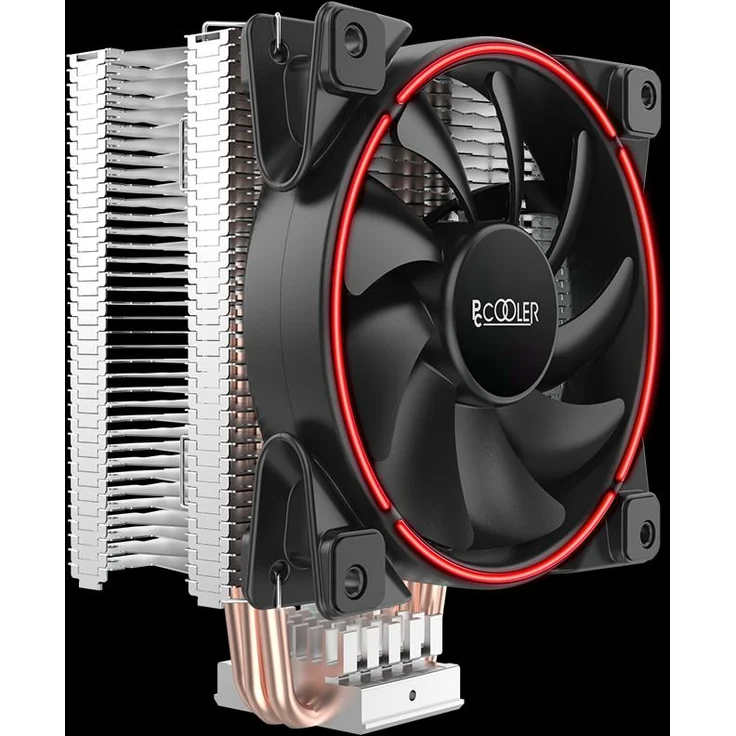 Pccooler GI-X3R-V2 Corona Rot, CPU Kühler für Intel und AMD, 3 Heatpipes, 1800 RPM, rot