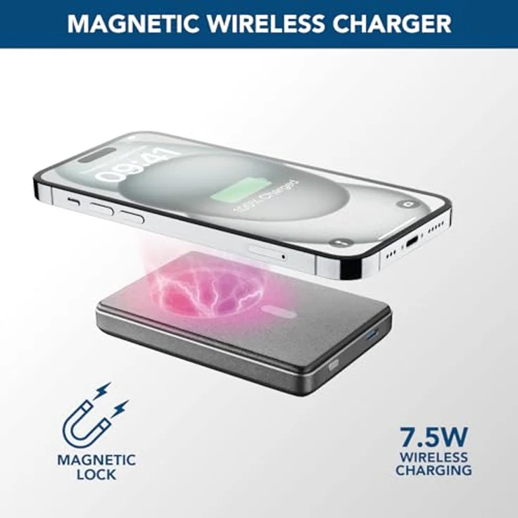 Cellularline MagSafe Wireless Power Bank MAG LITE 10000 Gray - Tragbares Ladegerät mit MagSafe-Technologie und 10.000 mAh Kapazität – Bild 4