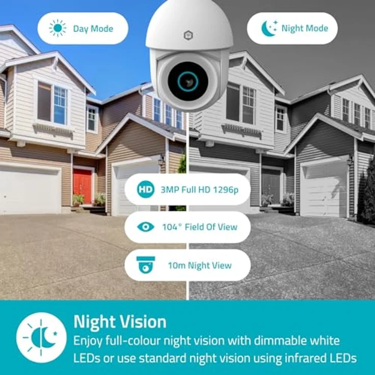 Nedis SmartLife Außenkamera - Wi-Fi - Spotlight - 3MP Full HD 1296p - Pan tilt - IP65 - Nachtsicht - Weiss – Bild 9