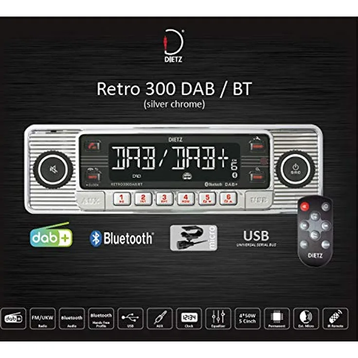 Dietz Retro Radio300DAB/BT, DAB+, BT, MP3, USB, RDS Chrom