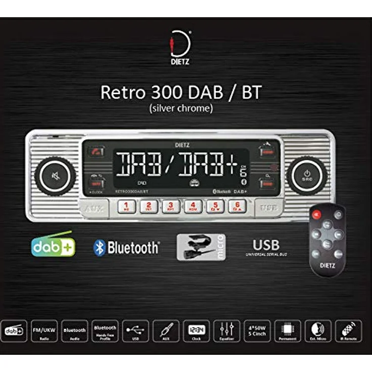 Dietz Retro Radio300DAB/BT, DAB+, BT, MP3, USB, RDS Chrom – Bild 1