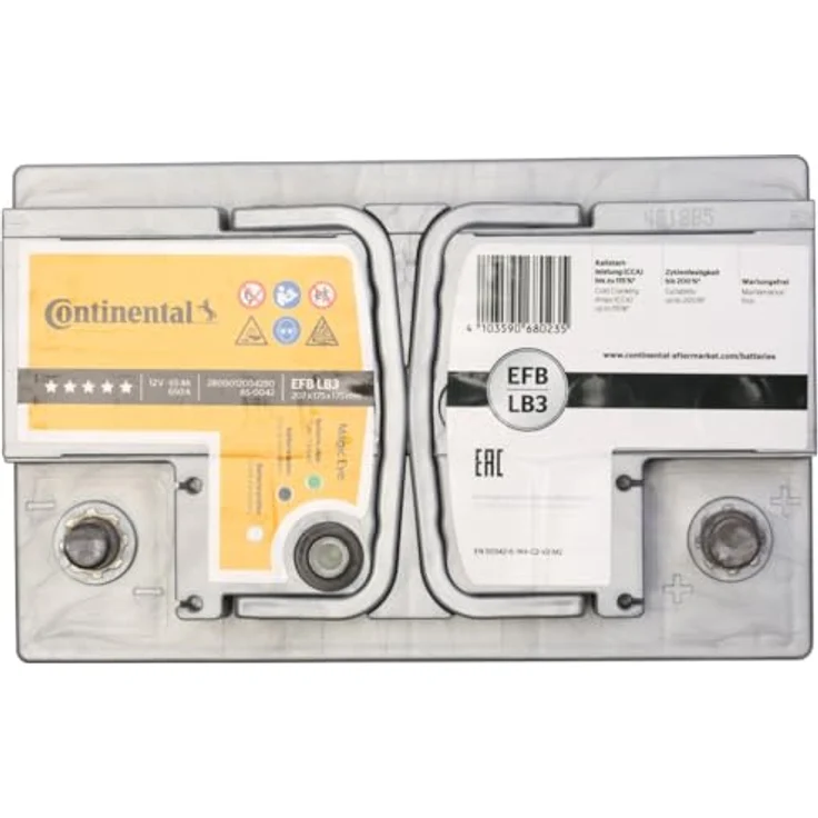 Continental Starterbatterie Start-Stop 12V 65Ah 650A/EN LB3, EFB-Batterie mit B13 Bodenleistenausführung, 17,3 kg – Bild 3