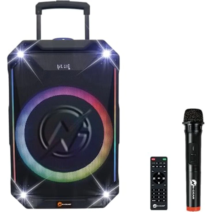 N-Gear The Flash 1240, Bluetooth Lautsprecher mit 500 Watt, 12-Zoll-Woofer, 6 Stunden Akkulaufzeit, LED-Lichtshow und Karaoke-Mikrofon – Bild 9