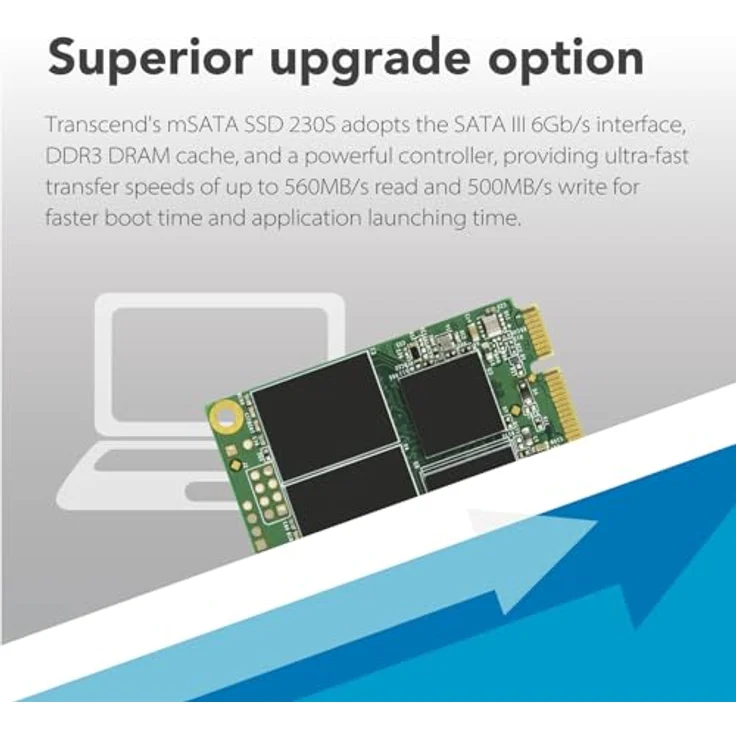 Transcend Highspeed 128GB interne mSATA SSD SATA III (6Gb-s), zum Aufrüsten von Ultrabooks, Tablets oder Slim Servern, schnelle Übertragung TS128GMSA230S – Bild 4