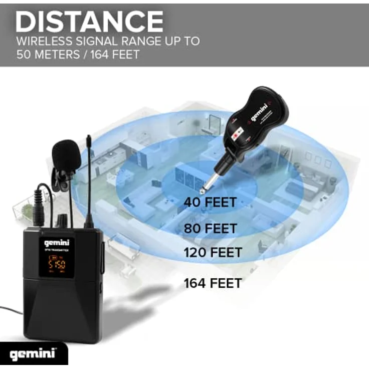 Gemini Sound Pro Audio GMU-HSL100 Plug and Sing Karaoke DJ Bluetooth Wireless UHF Band Headset/Lavalier Mikrofon in Schwarz – Bild 4