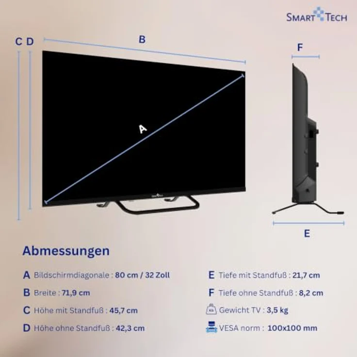 Smart Tech 32QV02V, 40 Zoll QLED Smart TV mit VIDAA, HD ready, Triple-Tuner, WLAN und Dolby Digital Plus – Bild 3