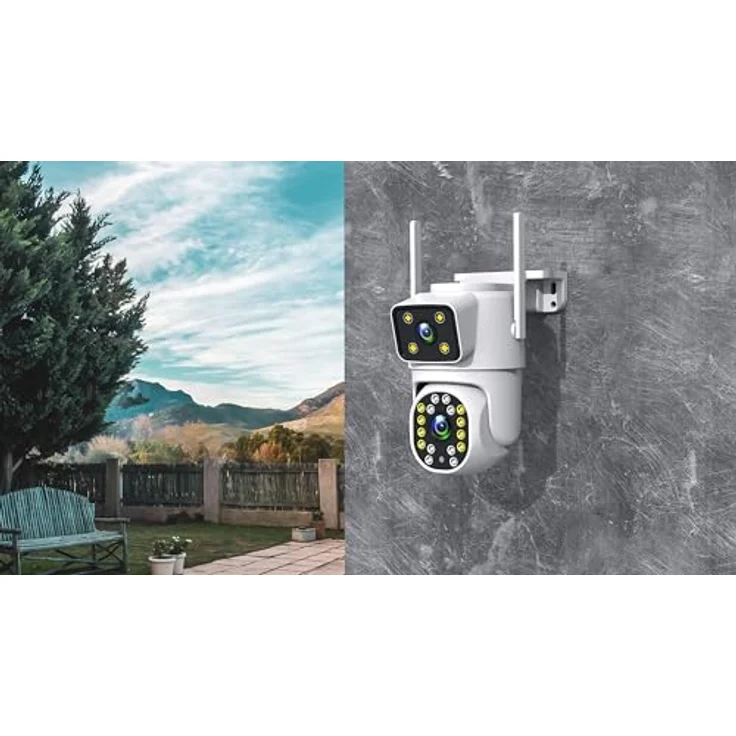 Technaxx TX-328 Dual-Lens WLAN-IP-Kamera, 2MP+2MP, Schwenk-/Neigefunktion 270°/90°, Farbnachtsicht, 2-Wege-Audio, IP65, SD-Karten-Slot (128 GB) – Bild 2