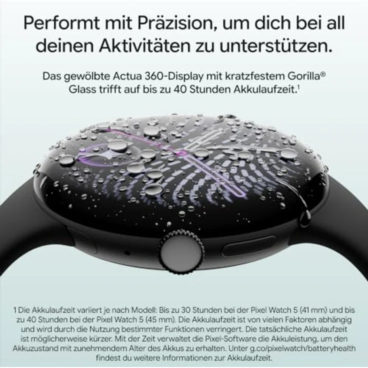 Google Pixel Watch 5 (45mm) LTE, Smartwatch mit AMOLED LTPO Display, IP68, Obsidian – Bild 5