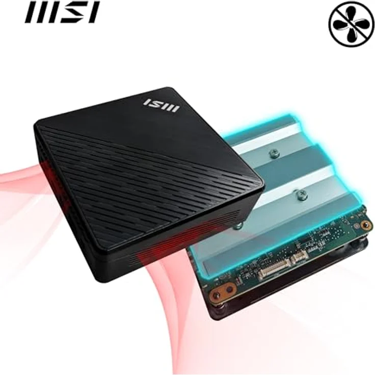 MSI Cubi N ADL S-080DE Mini-PC, Intel Pentium N200, 4GB DDR4, 128GB M.2 SSD, USB 3.2 Gen 2 Type C (DP Alternate), HDMI 2.1 und DP 1.4, Bluetooth 5, Fanless, Windows 11Pro, VESA, schwarz – Bild 4