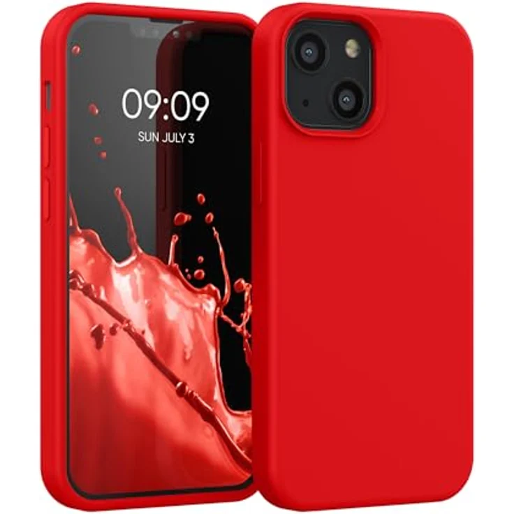 kwmobile Handyhülle für iPhone 13 mini, Silikon Case in Rot, rutschfest und kabelloses Laden – Bild 1