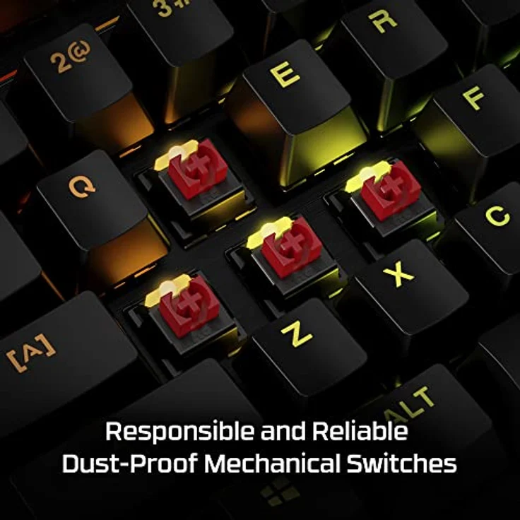 HyperX Alloy MKW100 – Mechanische Gaming-Tastatur, dynamische RGBBeleuchtung, Onboard-Speicher zum Speichern von Beleuchtungsprofilen, staubdichte mechanische Schalter, gebürsteter Aluminiumrahmen – Bild 4