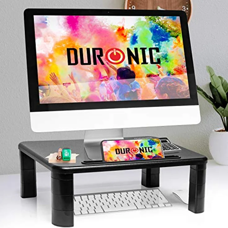 Duronic DM055 Monitorständer 40×28 cm, höhenverstellbar bis 15 cm, stabil und universell einsetzbar für Monitore, Laptops und Fernseher – Bild 5
