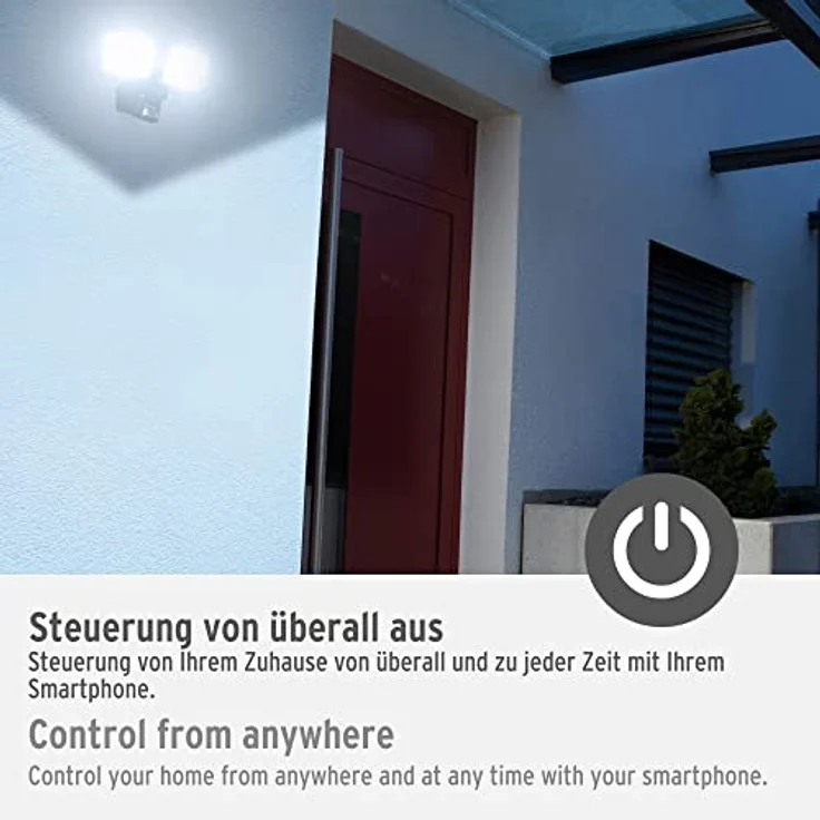 Brennenstuhl Connect WiFi LED Duo Strahler WFD 3050 P (30W, 3500lm, IP54, diverse Lichtfunktionen über App steuerbar, Außenstrahler zur Wandmontage mit Bewegungsmelder) – Bild 4