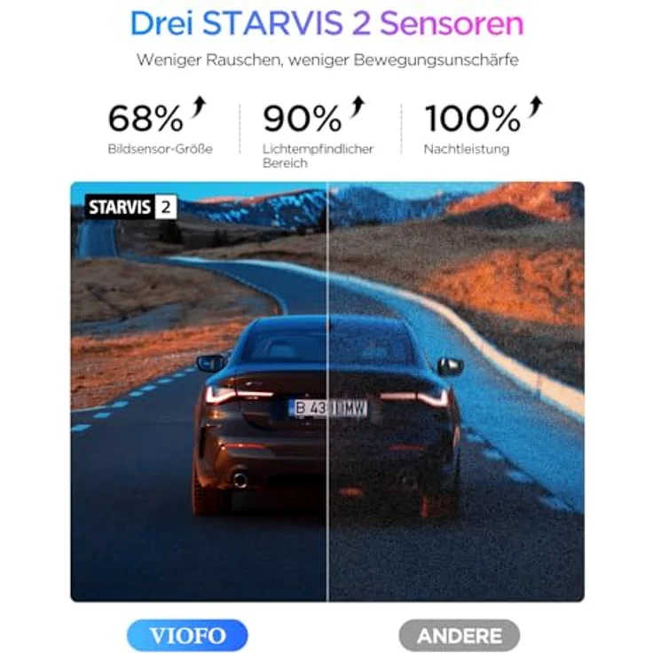 VIOFO A329S 3CH 4K Dashcam, 4K Frontkamera + 2K Innenkamera + 2K Heckkamera, Energiespar-Parkmodus, Wi-Fi 6, 210° Ultraweitwinkel, 4TB SSD unterstützend – Bild 3