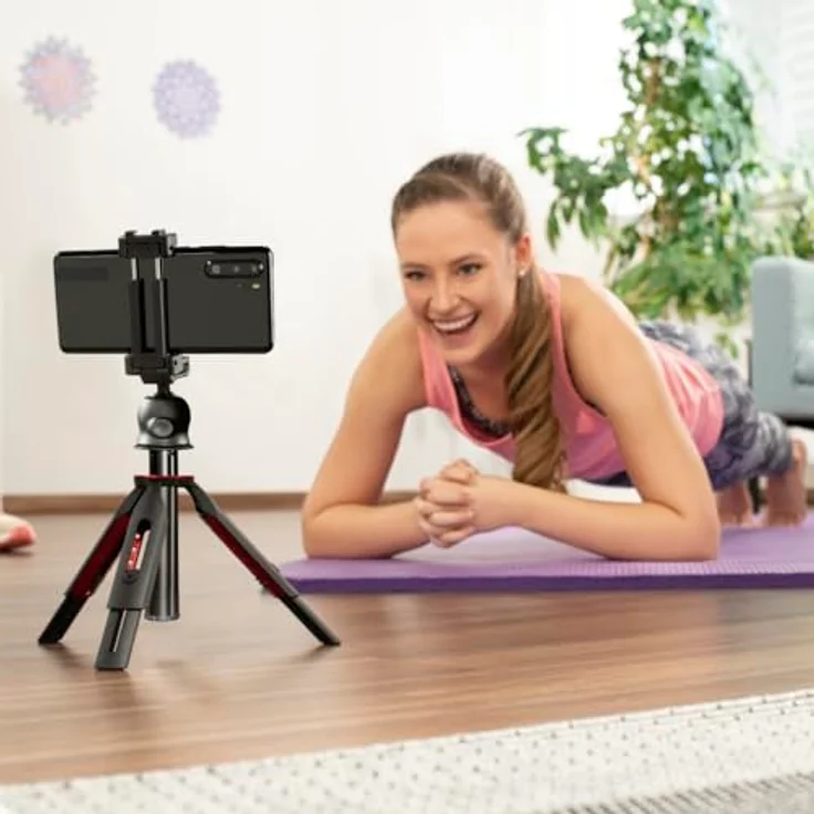 Hama Solid 80 Ball Stativ, höhenverstellbar mit Bluetooth-Auslöser, kompakt, Schwarz – Bild 8