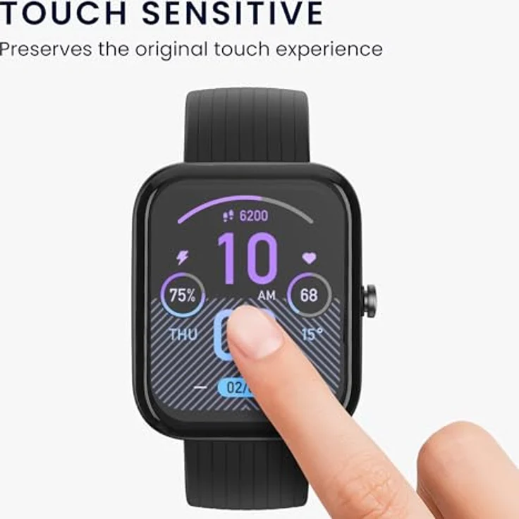 kwmobile 2X Transparente Displayschutzfolie für Huami Amazfit Bip 3 Pro - Stoßfest und Anti-Fingerabdruck - PMMA-Material - Einfache Installation – Bild 4