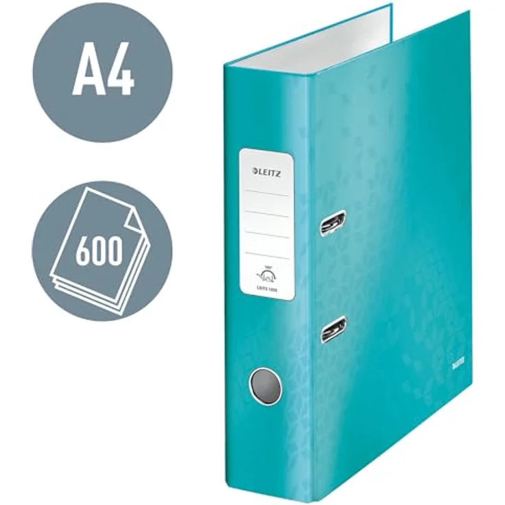 LEITZ Aktenordner 180° Wow 1005, Ordner breit, aufgeklebtes Rückenschild, Grau – Bild 2