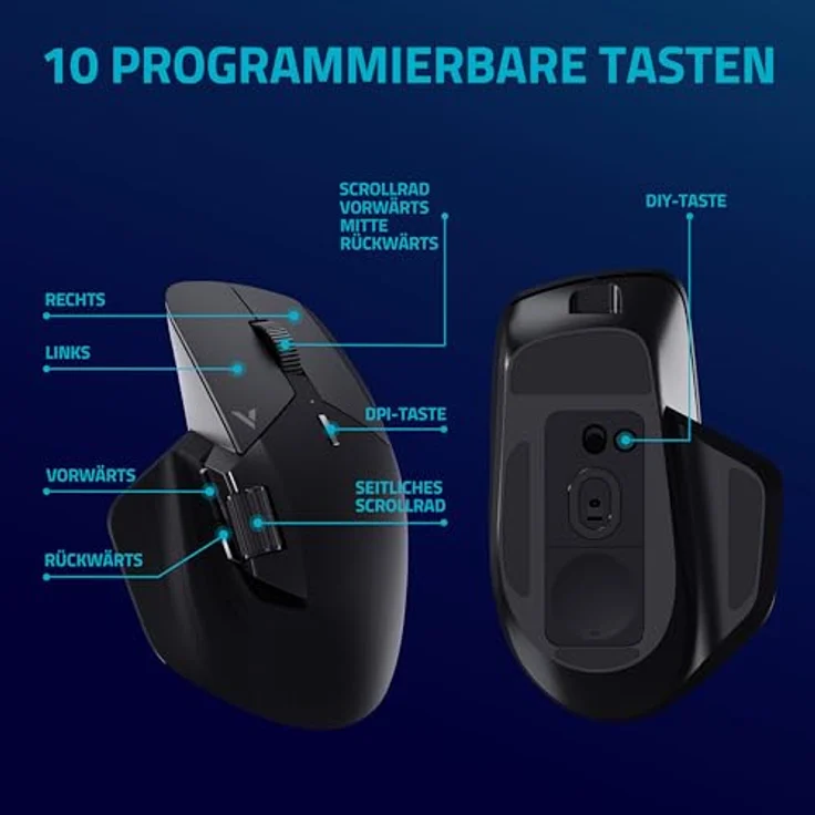 Rapoo VT0Mini, 26000 DPI Gaming Maus mit 2.4 GHz, 650 IPS, 50G, Schwarz – Bild 4