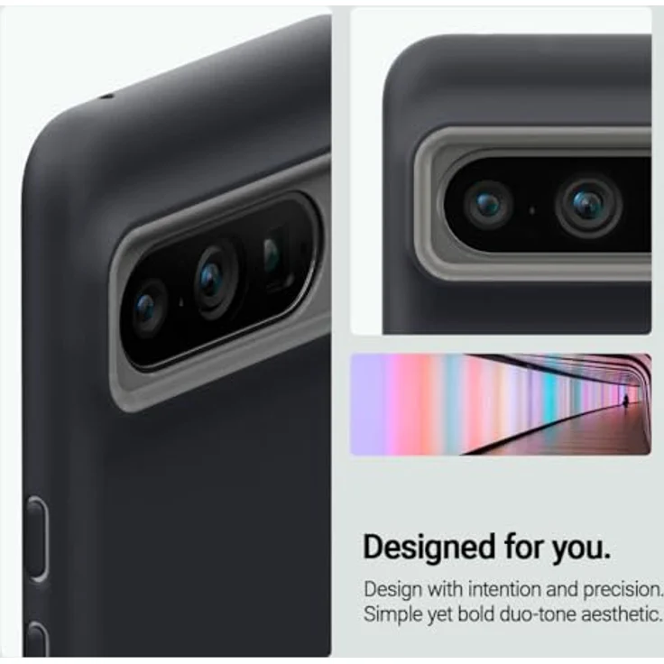 Caseology Nano Pop für Google Pixel 8 Pro Hülle, Militärstandard Fallschutz, Seitliche Griffmuster, [Zweitonfarbe] - Schwarz Sesam – Bild 3