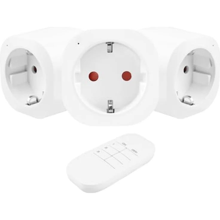 GreenBlue GB313 F Set, 3 ferngesteuerte Steckdosen, 16 A, 3680 W, 433-MHz-Funk, Reichweite bis 30 m, Schuko-Stecker Typ F, inklusive CR2032-Batterie – Bild 2