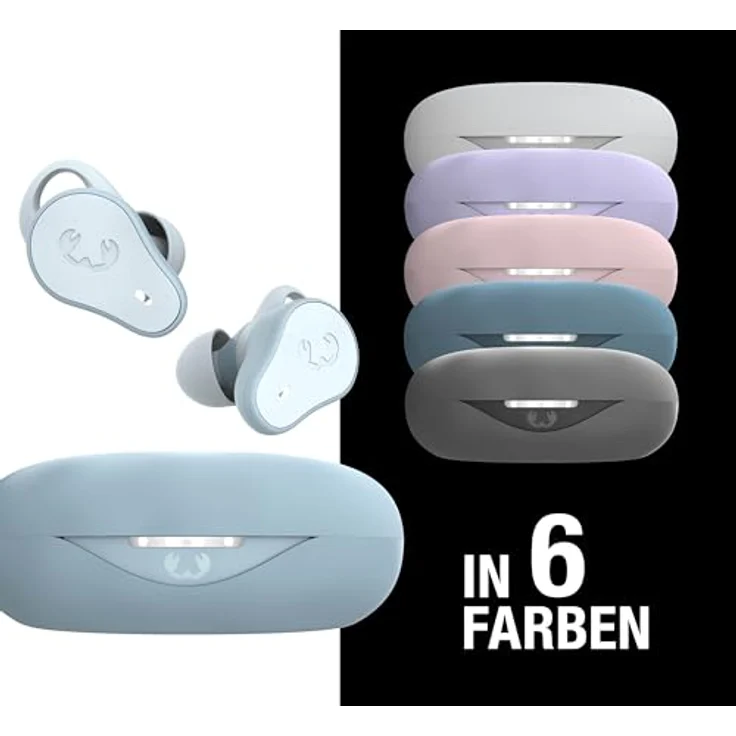 Fresh 'n Rebel Twins Move, kabellose In-Ear Bluetooth Sport Kopfhörer, Spritzwassergeschützt, Dual Master, Mit Mikrofon und klickbarer Taste und Lautstärkeregler, 30 Stunden Spielzeit (Dusky Blue) – Bild 5