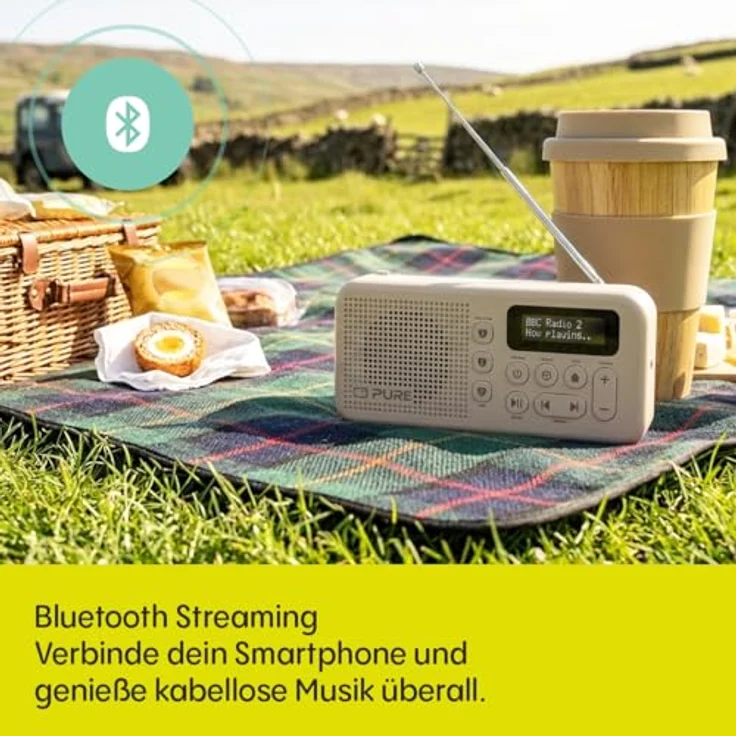 Pure Elan Move Tragbares Digitalradio DAB+ & FM mit Bluetooth 5.3, 16 Std. Akku, Kopfhöreranschluss & LCD-Display – Sand – Bild 3