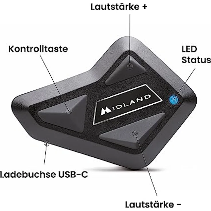 Midland BT Mini Single C1410, Bluetooth-Kommunikationssystem für Motorradfahrer, Helm-Headset mit Geräuschunterdrückung, Bike-to-Bike Kommunikation, Navigations- und Musik, 500 m, bis zu 3 Personen – Bild 2