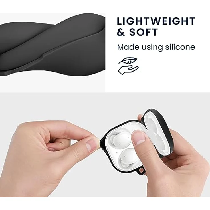kwmobile Kopfhörer-Schutzhülle für Samsung Galaxy Buds FE, Silikonhülle mit Kitty Cat Design, Anhänger und Ladeöffnung, Schwarz – Bild 6