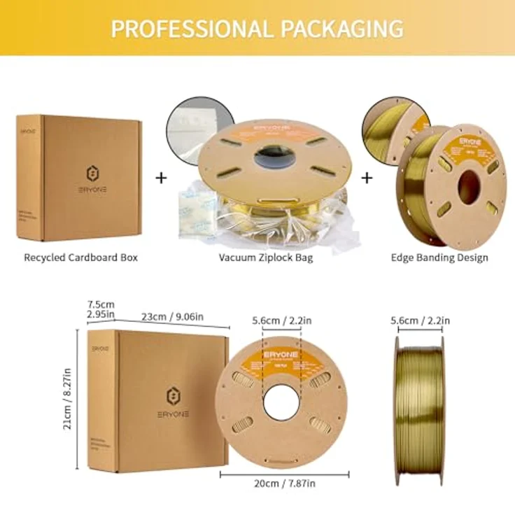 ERYONE Silk PLA Filament 1.75 mm, 3D Drucker Filament PLA Silk in Seiden Brass, 1 kg/Spule, hohe Kompatibilität, biodegradierbar – Bild 4
