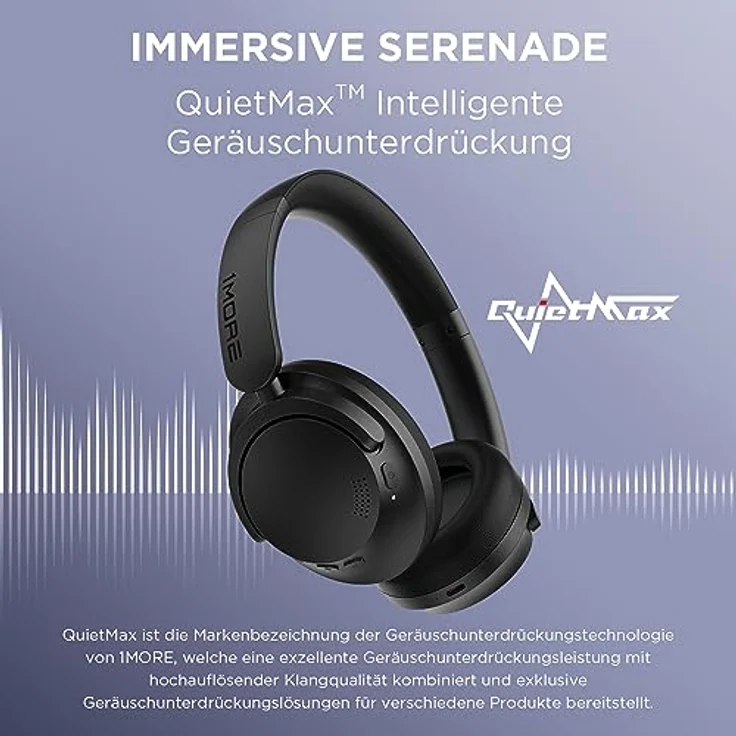 1MORE SonoFlow SE Over Ear Kopfhörer Bluetooth, Aktive Noise Cancelling Kopfhoerer Kabellos, 70 Std. Wiedergabe Schnellladung, ENC Headphones mit Mikrofon, Tiefer Bass, EQ-Voreinstellung – Bild 3
