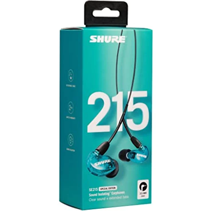 Shure SE215SPE-EFS Professional Over the Ear Earphones, Sound Isolating with Single Dynamic MicroDriver, Clear Sound + Deep Bass, 3.5mm Cable - Blue – Bild 7