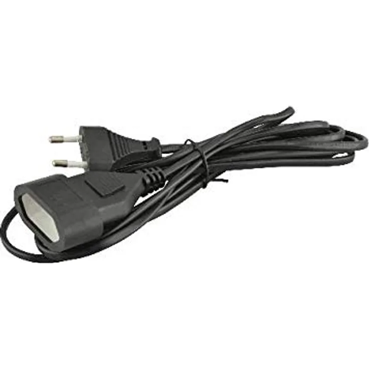 Euro-Verlängerung m. Stecker und Kupplung, 3m, schwarz