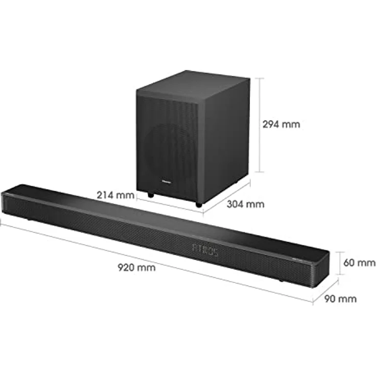 Hisense AX3120G 3.1.2 Soundbar mit kabellosem Subwoofer, 360W, Dolby Digital Plus, Dolby Atmos, Bluetooth, HDMI eARC/Optical/AUX/USB, Schwarz (2024) – Bild 4