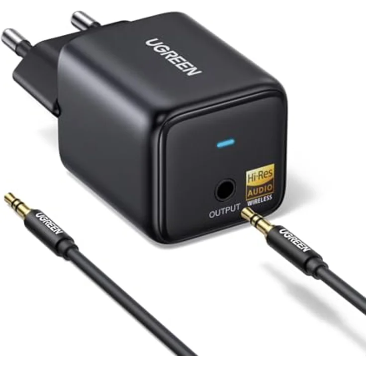UGREEN Hi-Res Bluetooth 6.0 Adapter, LDAC Plug & Play Bluetooth Empfänger, 3,5 mm AUX Adapter für Stereoanlage mit 10 m Reichweite und geringer Latenz – Bild 1