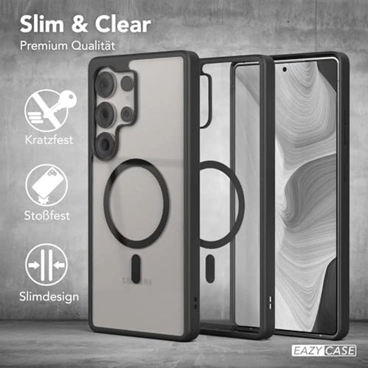 EAZY CASE Hülle für Samsung Galaxy S25 Ultra, Ultra Aufprallschutz, Qi Charging, stoßfest und kratzfest, dünn mit Kameraschutz, Schwarz – Bild 5