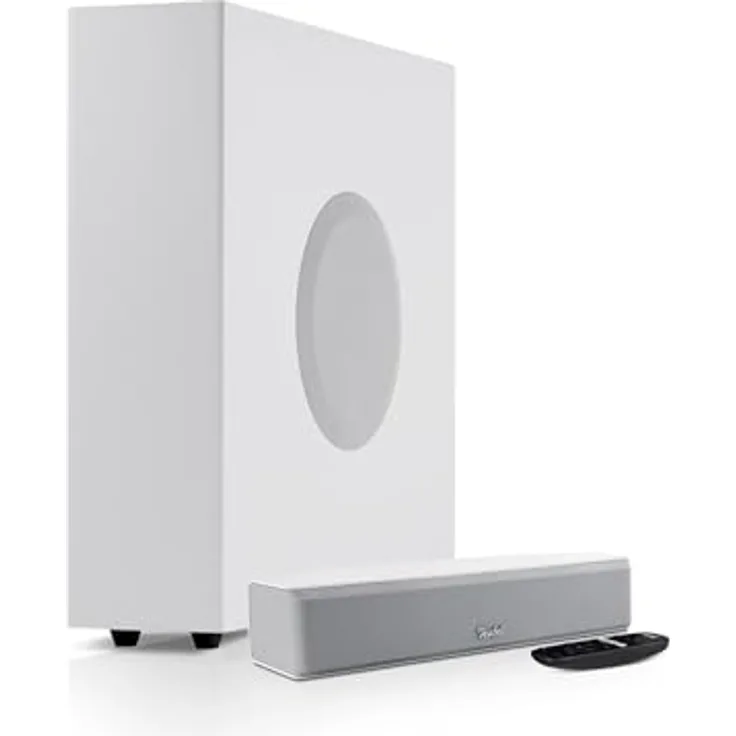 Teufel CINEBAR ONE+ Soundbar mit Subwoofer, Bluetooth 5.0, virtueller Surround Sound, weiß