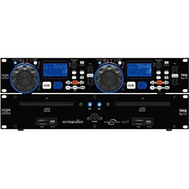 IMG Stageline CD-230USB DJ Dual-CD und MP3-Spieler mit USB 2.0-Schnittstelle, Cinch-Anschlüsse und SD-MMC Card-Slot, in Schwarz – Bild 2