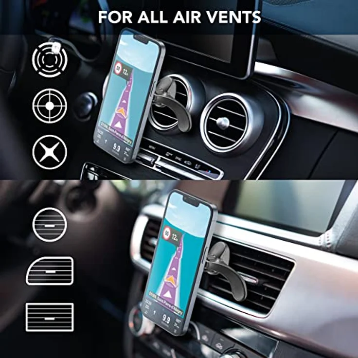 cellularline | Touch Mag Air Vents | Magnetische Auto-Smartphone-Halterung zur Befestigung an den Lüftungsschlitzen - MagSafe-System kompatibel - 360-Grad-Drehung – Bild 2