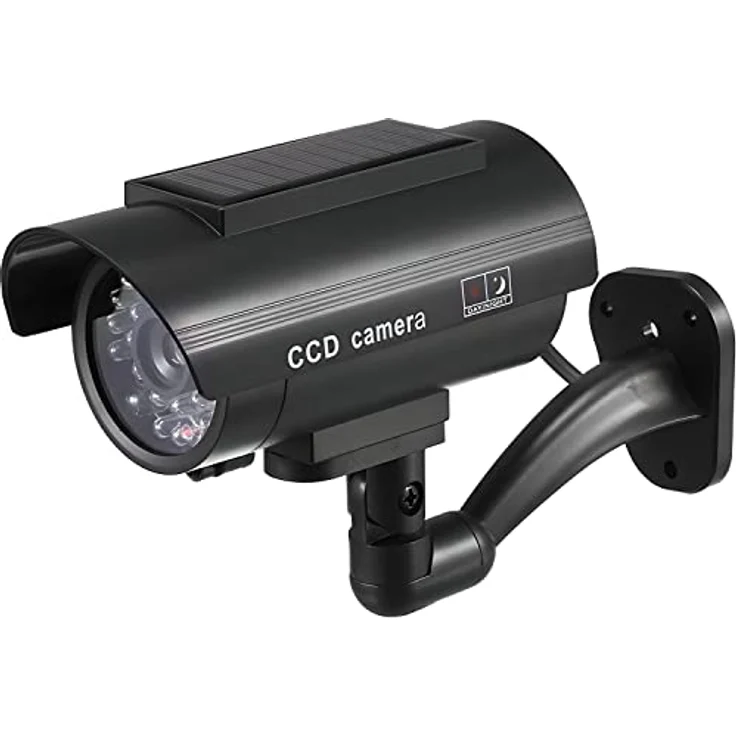 Retoo Security Dummy Kamera Solar Attrappe für Außen und Innen Schwenkbare Drahtlose CCD mit Blinkendem LED Wetterfest Sicherheitskamera Fake Camera Zuhause Büro Überwachung Schwarz – Bild 2