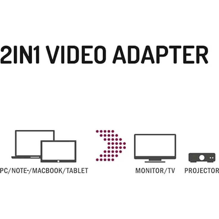 Hama MiniDisplayPort auf VGA und HDMI Adapter, 4K Ultra HD, Full HD (2in1 Adapter mit Mini Display Port Stecker, HDMI Buchse und VGA Buchse zum Anschluss von PC, Laptop, Tablet an Monitor, TV, Beamer) – Bild 3