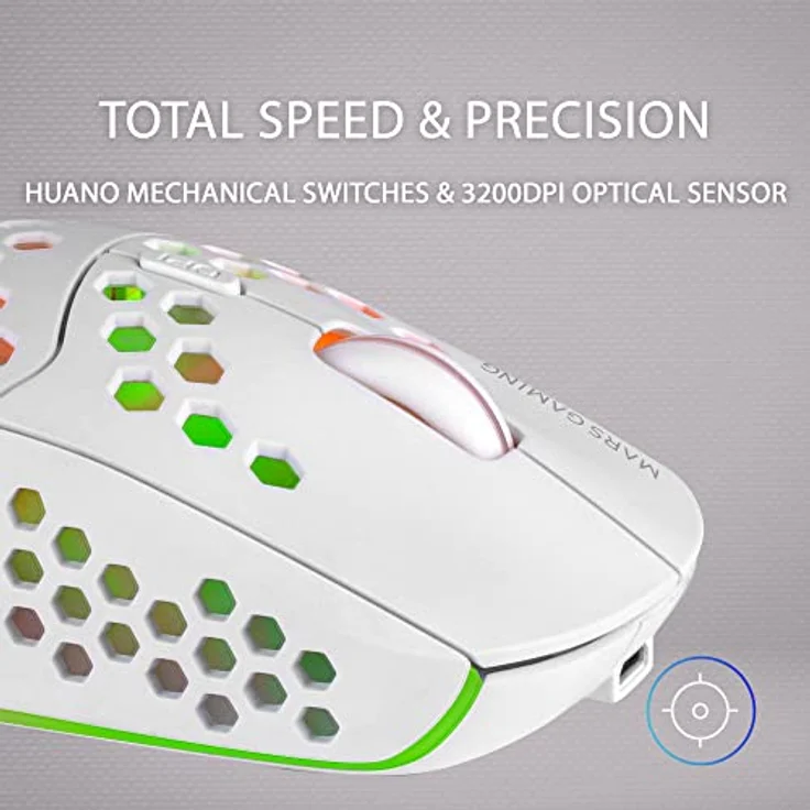 Mars Gaming MMW3W, Kabellose Gaming Maus, RGB Flow, Ultraleicht 79g, 3200DPI, Weiß – Bild 5