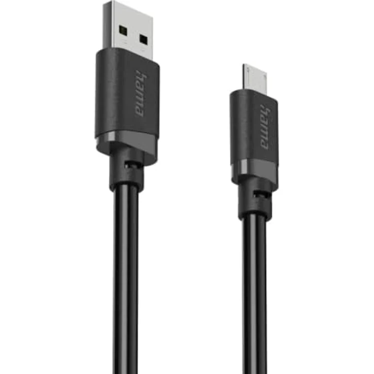 Hama 00201805, 3 m USB A auf Micro-USB B Kabel, USB 2.0, 0,48 Gbit/s, schwarz, schnellladefähig – Bild 3