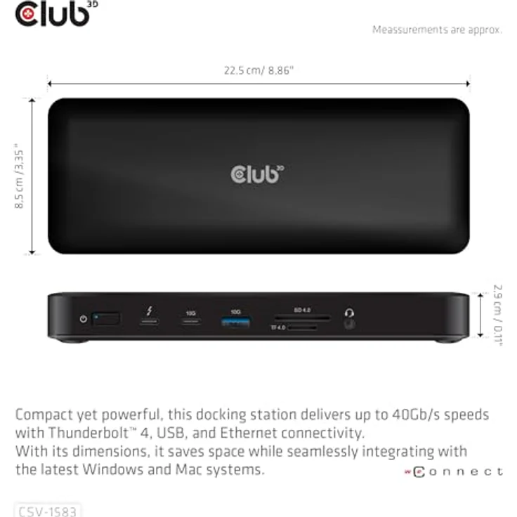 Club 3D Thunderbolt4 16-in-1 Dockingstation mit 4 Displays, Space Grey – Bild 4