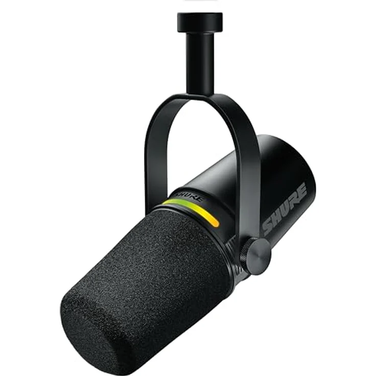 Shure MV7+ Podcast Mikrofon-Verbessertes Audio, LED-Touchpanel, USB-C- und XLR-Ausgänge, Auto-Level-Modus, digitaler Pop-Filter, Halleffekte, Podcasting, Streaming, Aufnahme - Schwarz – Bild 1