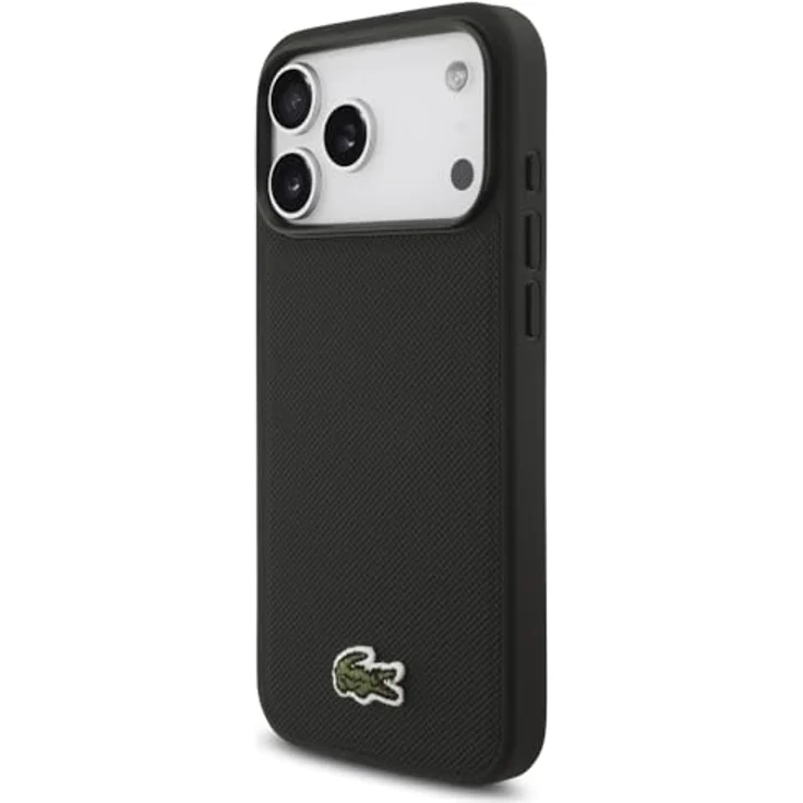 CG MOBILE Lacoste Iconic Petit Pique Woven Logo MagSafe Hülle für iPhone 17 Pro Max, Schwarz, TPU/PC Hardcase – Bild 2